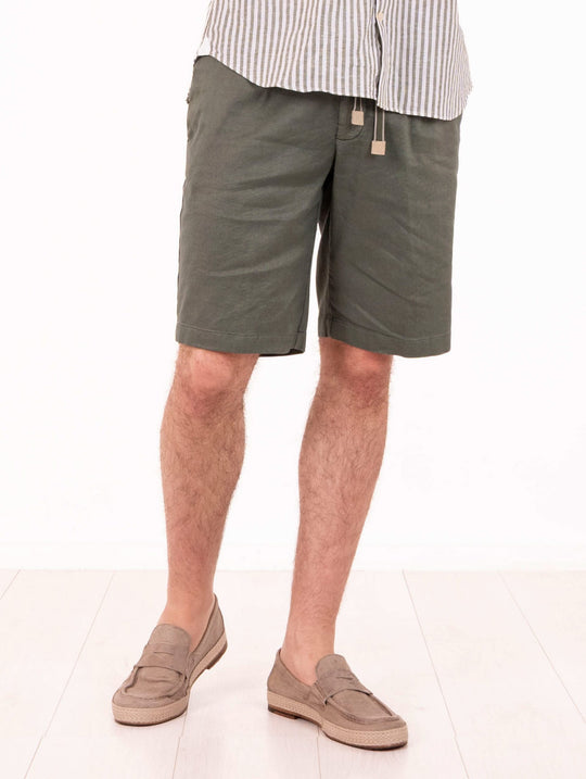 Bermuda Devorè in Lino e Cotone Militare