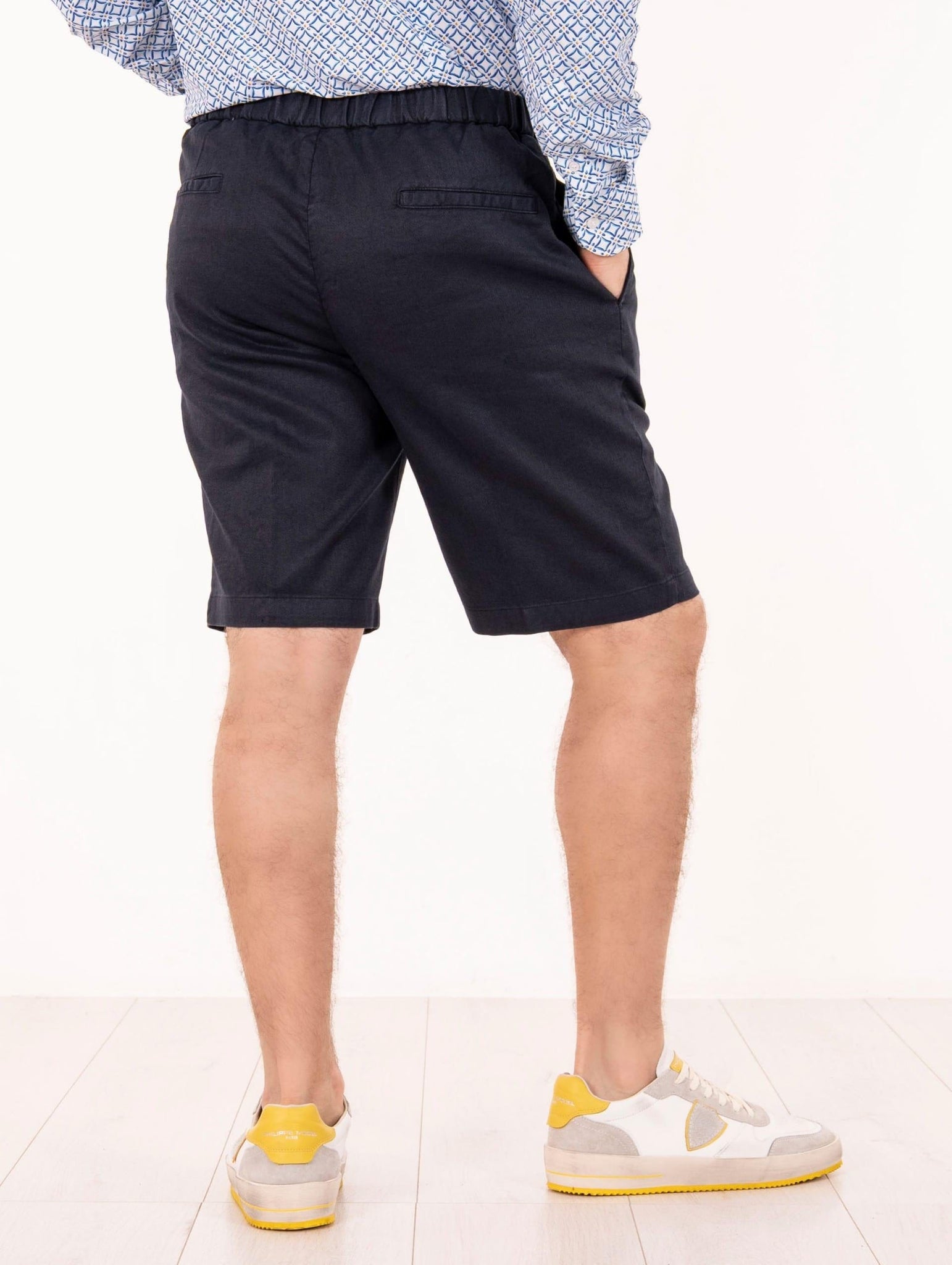 Bermuda Devorè in Lino e Cotone Navy