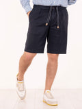 Bermuda Devorè in Lino e Cotone Navy