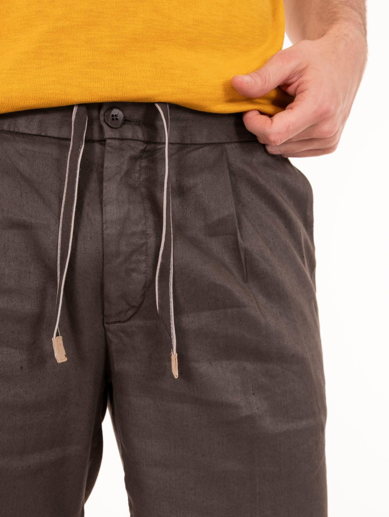 Bermuda Devorè in Lino e Cotone Testa di Moro