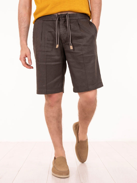 Bermuda Devoré in Linen and Cotton Dark Brown