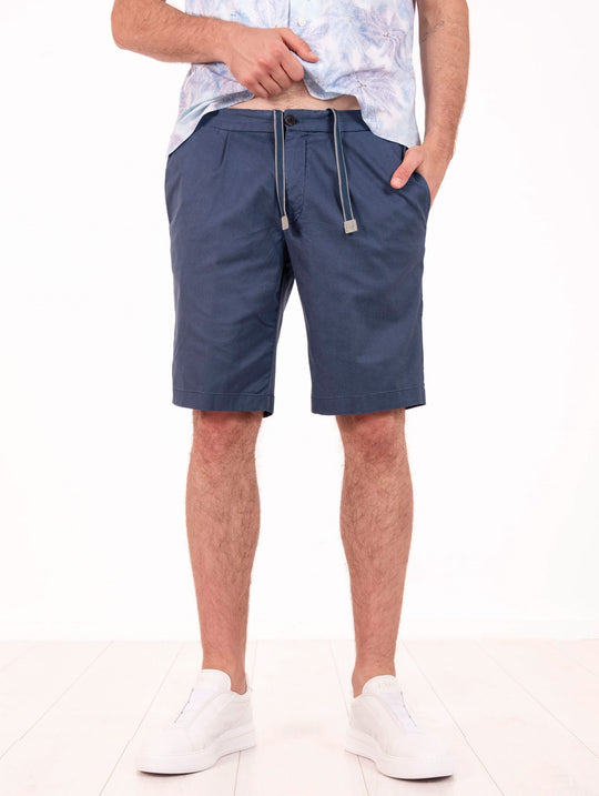 Bermuda Devore in Tencel e Cotone Blu