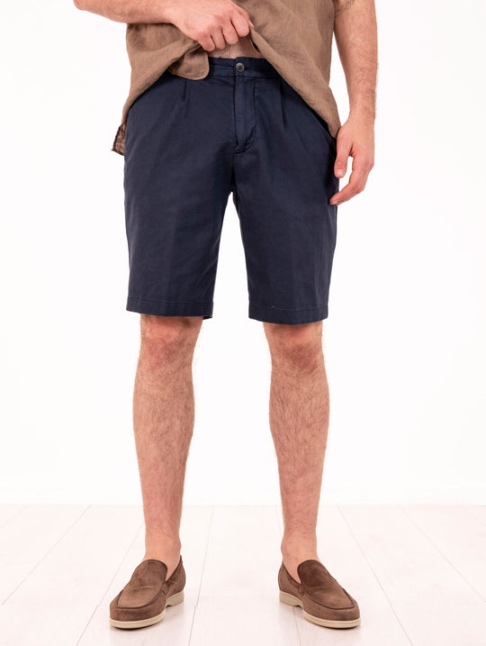 Bermuda Devore in Tencel e Cotone Navy