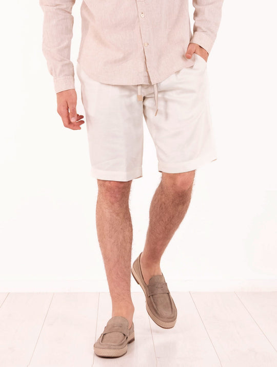 Bermuda Devore in Tencel e Lino Latte