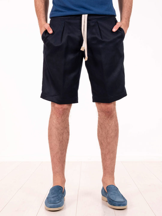 Bermuda Devore in Tencel e Lino Navy