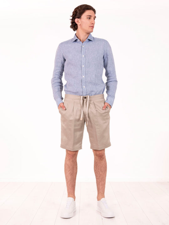 Bermuda Devore in Tencel e Lino Sabbia