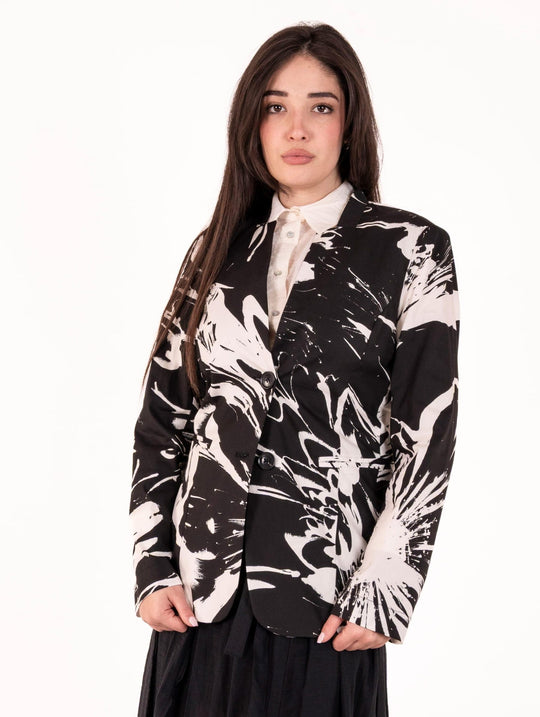 Blazer Alessia Santi in Cotone Bianco e Nero