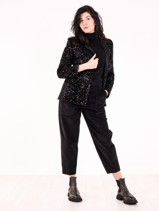 Blazer Alessia Santi in Velluto Paillettes Nero