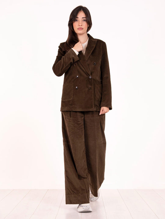 Blazer Doppiopetto Myths in Velluto Oliva