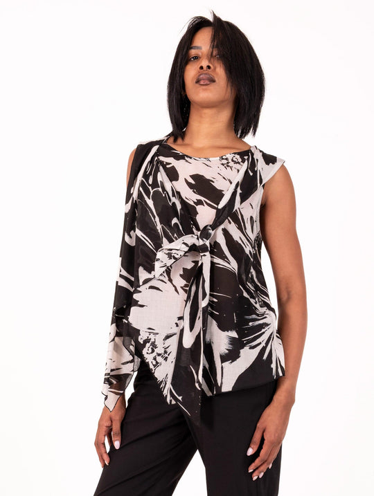 Blusa Alessia Santi in Cotone Bianca e Nera