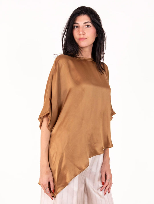 Blusa Alpha Studio in Pura Seta Caramello