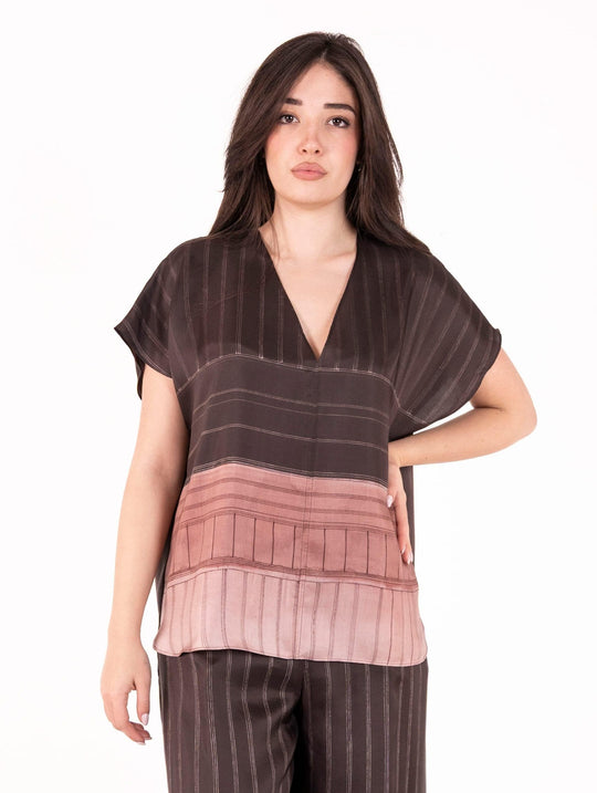 Blusa Alysi in Seta Fantasia Choco