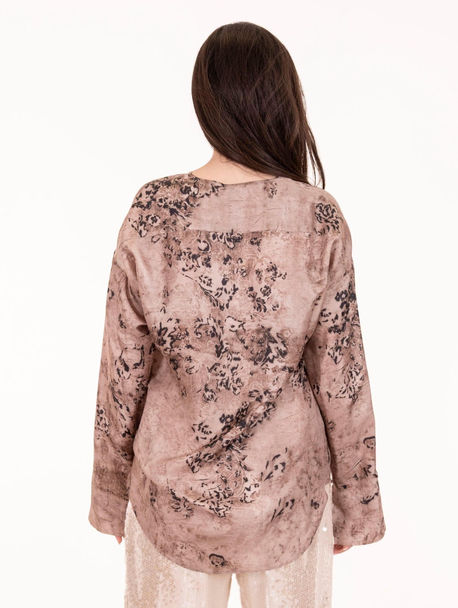 Blusa Alysi in Seta Tapestry Print Petalo