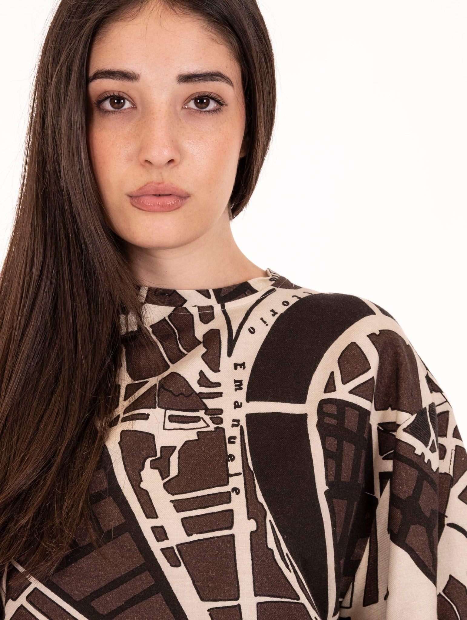 Blusa Alysi Rome Map Burro e Marrone