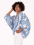 Blusa Angela Four Stroke in Cotone Bianca e Azzurra