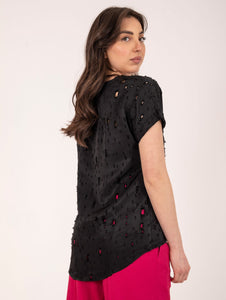 Blusa Brand Unique con Strappi in Viscosa Nera