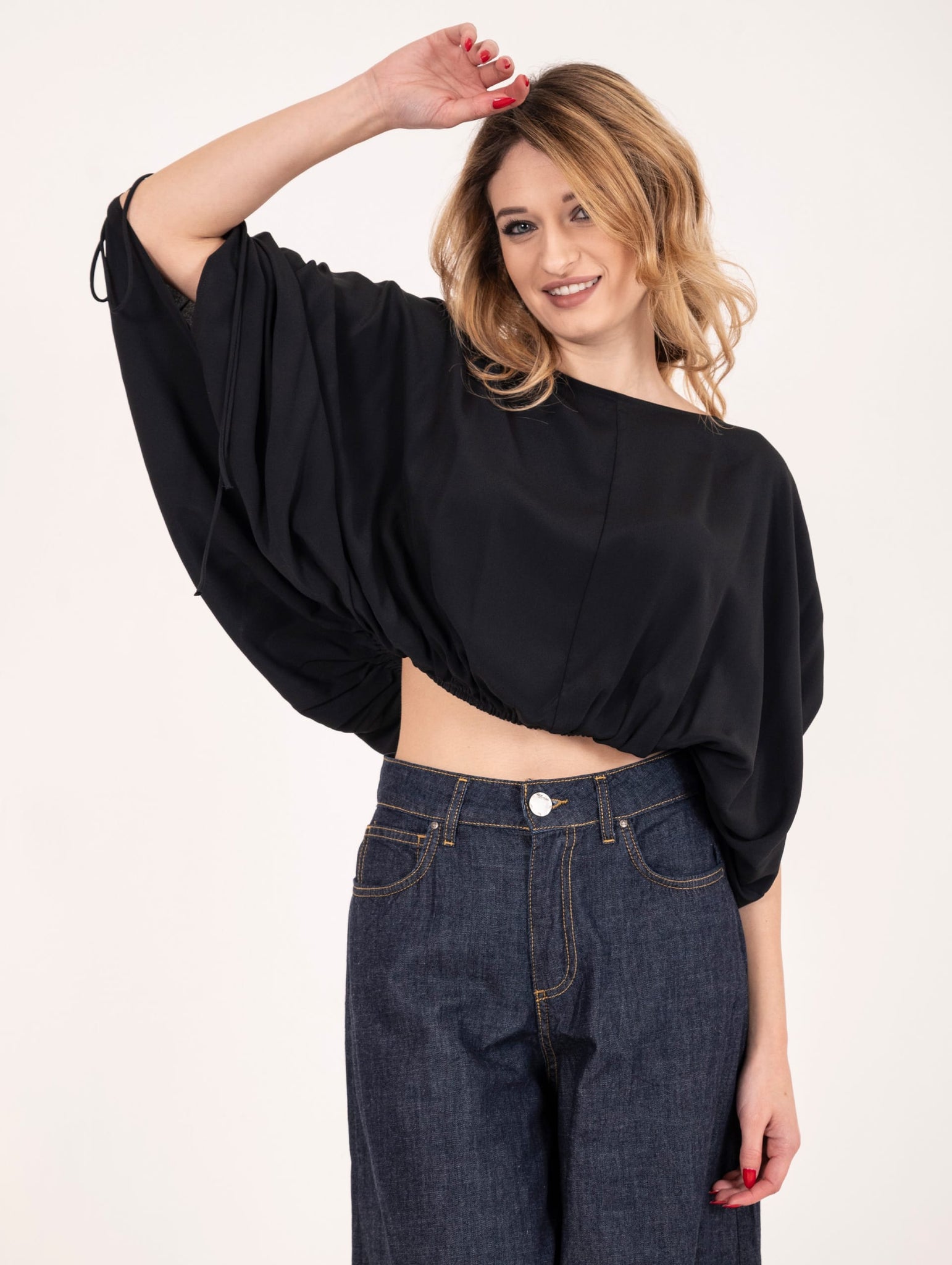 Blusa Meimeij in Misto Seta Nera