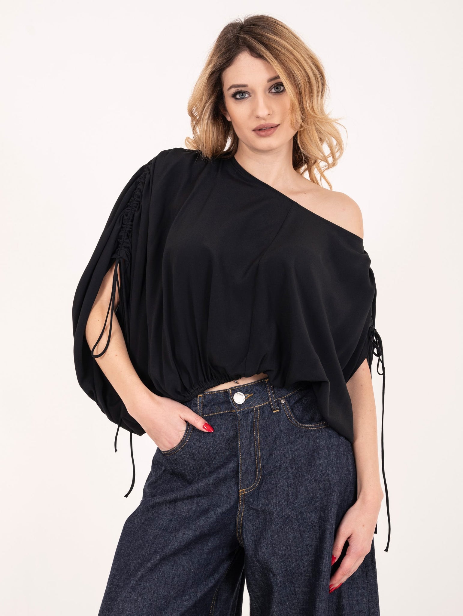 Blusa Meimeij in Misto Seta Nera