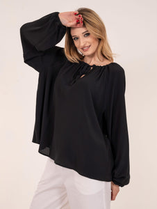 Blusa Meimeij in Misto Seta Nero