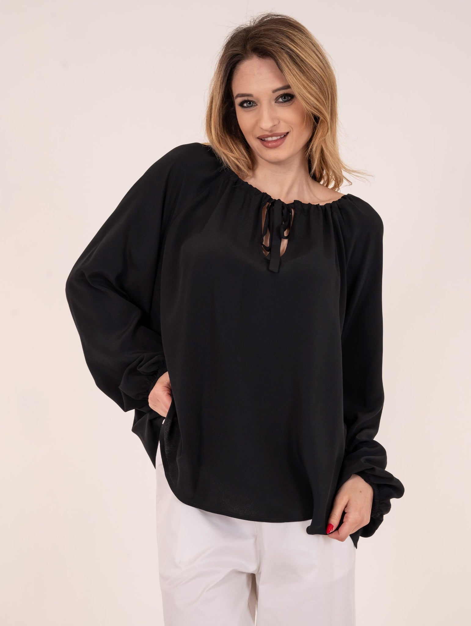 Blusa Meimeij in Misto Seta Nero