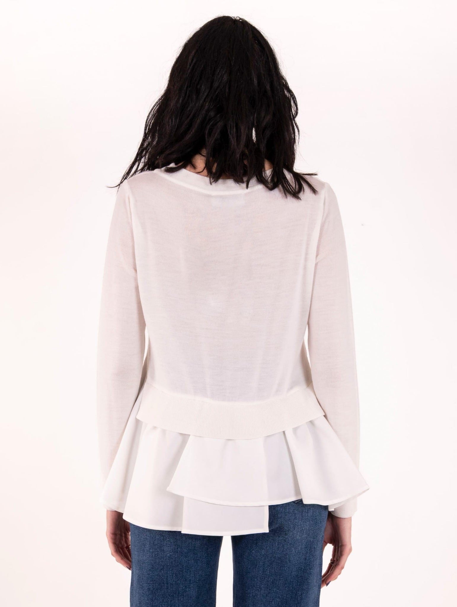 Blusa Meimeij in Pura Lana Vergine con Balza Nera