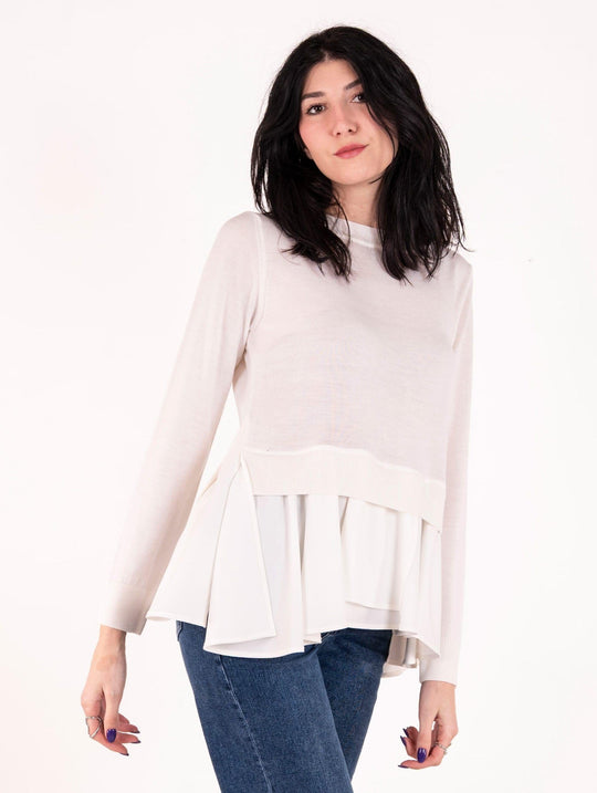 Blusa Meimeij in Pura Lana Vergine con Balza Nera