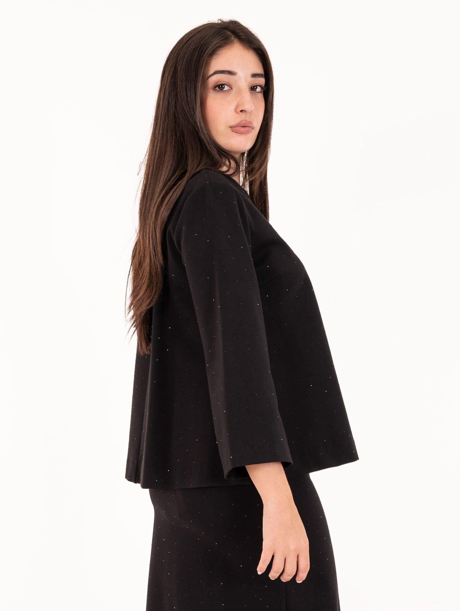 Blusa Meimeij Scuba Strass Nera