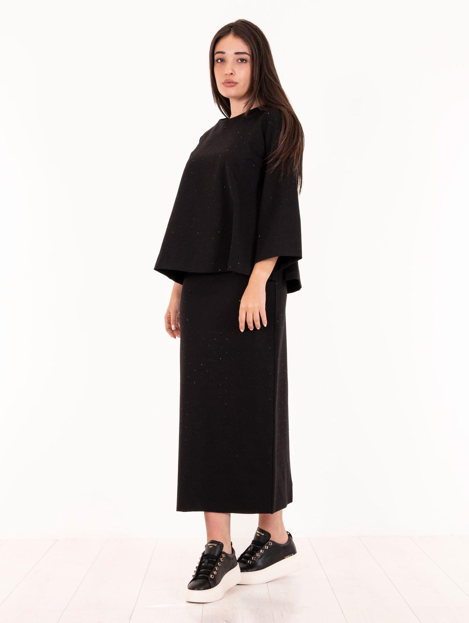 Blusa Meimeij Scuba Strass Nera