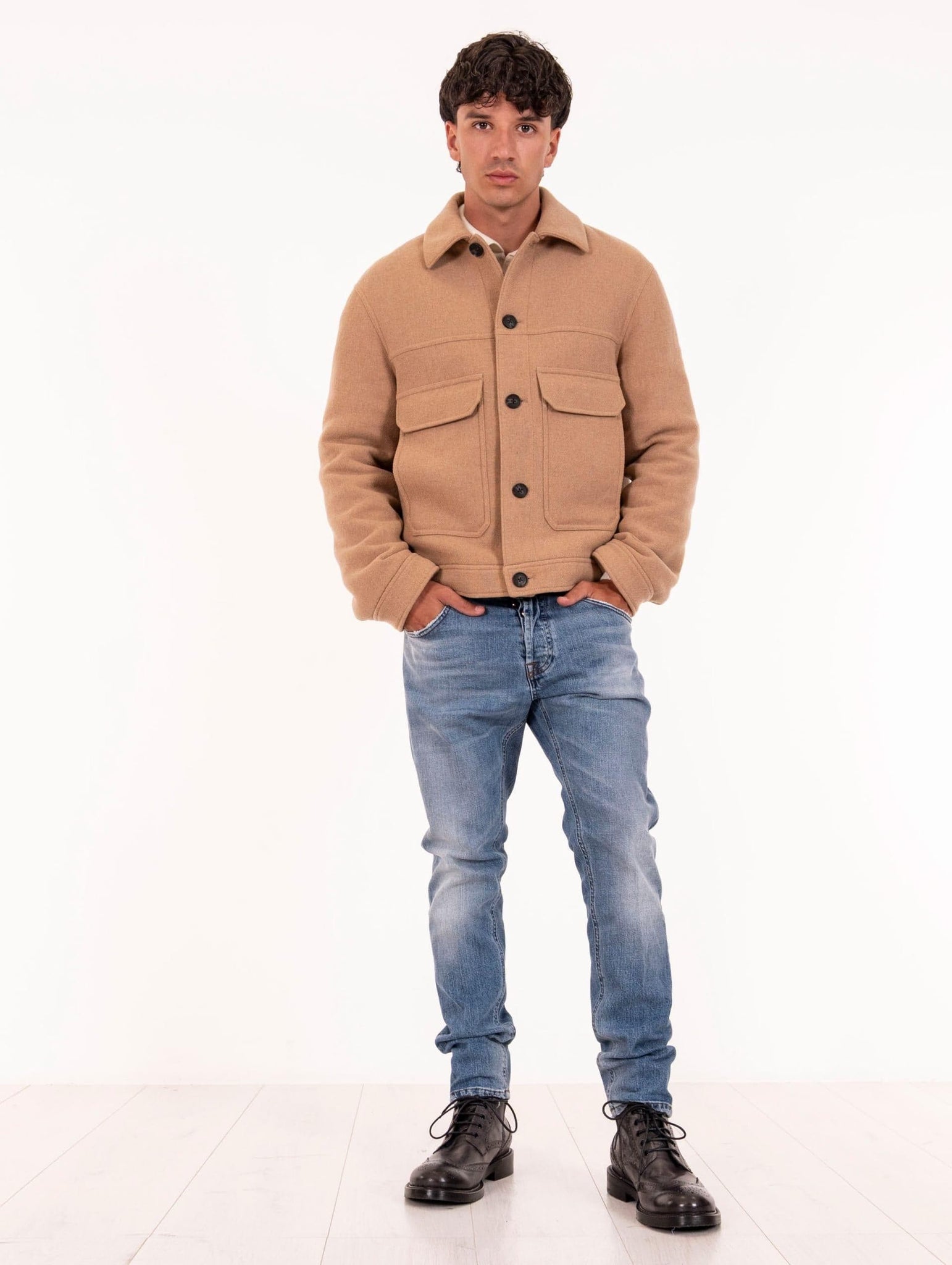 Bomber Alpha Studio in Panno Lana Cammello