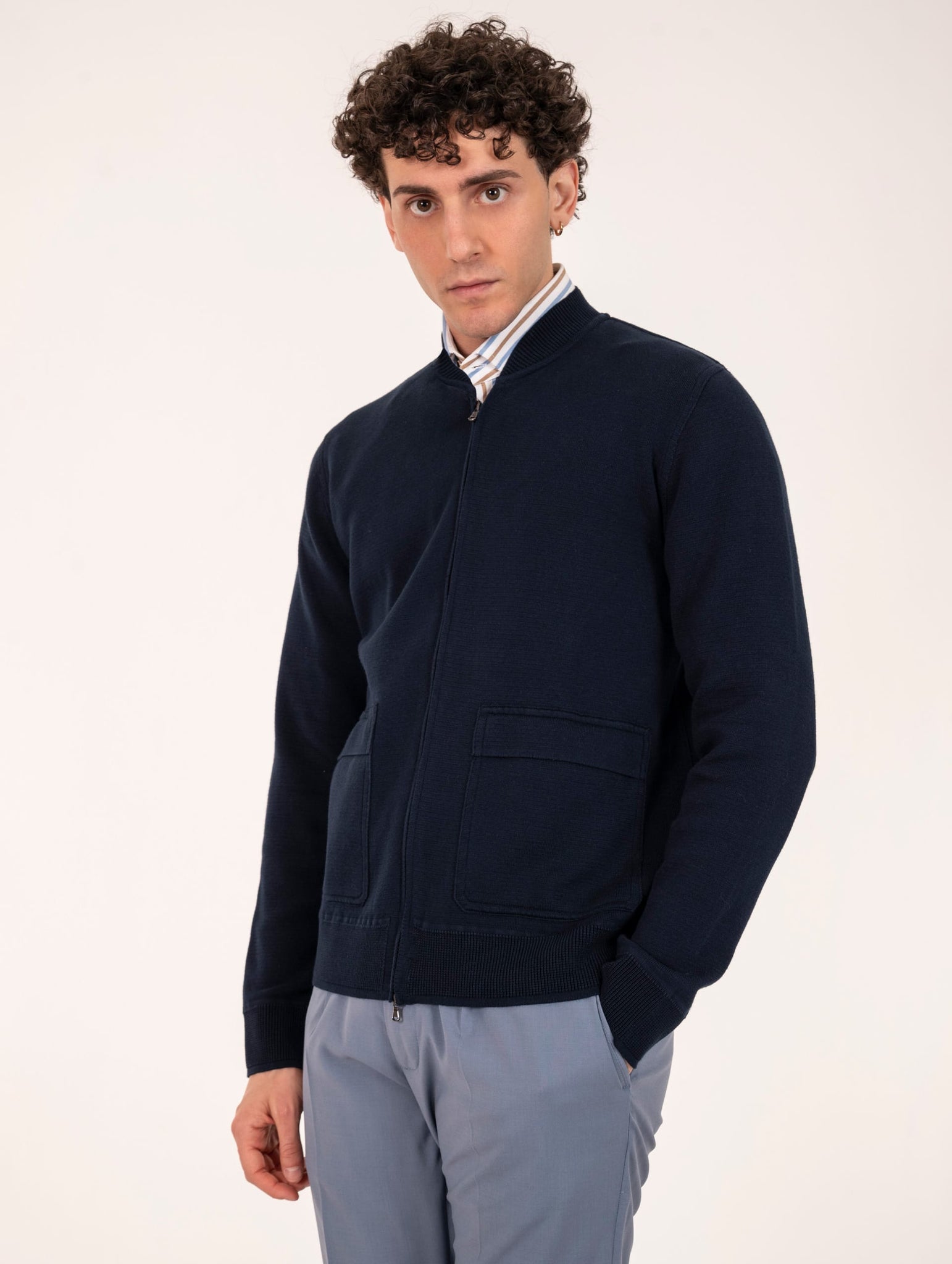 Bomber H953 in Cotone Blu