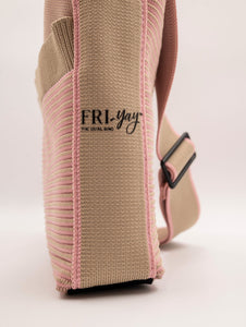 Borsa Bicolorrips Fri-Yay in Maglia Beige e Rosa