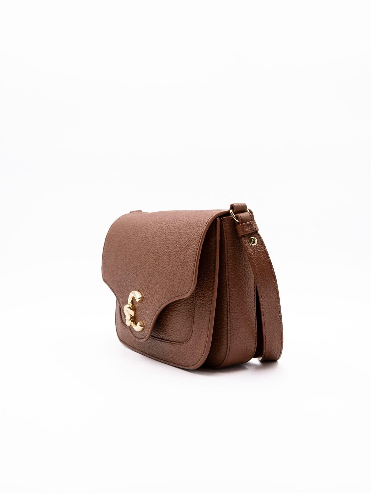 Borsa C-Me Small Coccinelle in Pelle Martellata Cognac