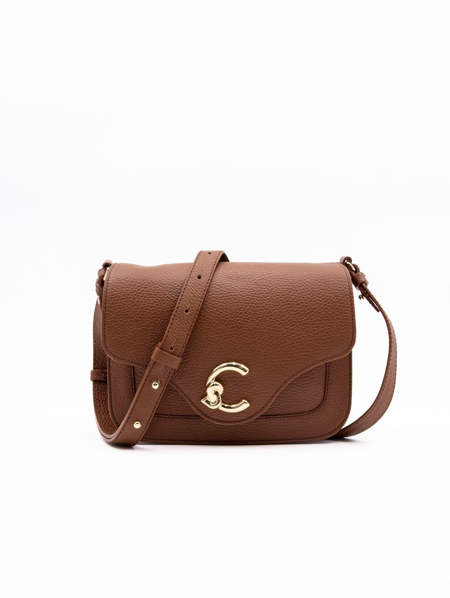 Borsa C-Me Small Coccinelle in Pelle Martellata Cognac