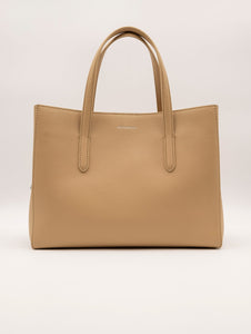 Borsa Coccinelle Zip In Pelle Martellata Beige