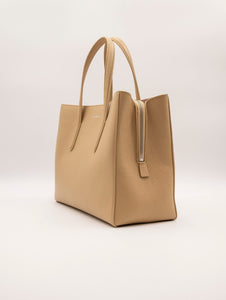 Borsa Coccinelle Zip In Pelle Martellata Beige