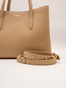 Borsa Coccinelle Zip In Pelle Martellata Beige