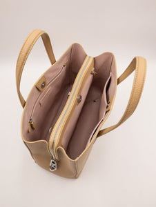 Borsa Coccinelle Zip In Pelle Martellata Beige