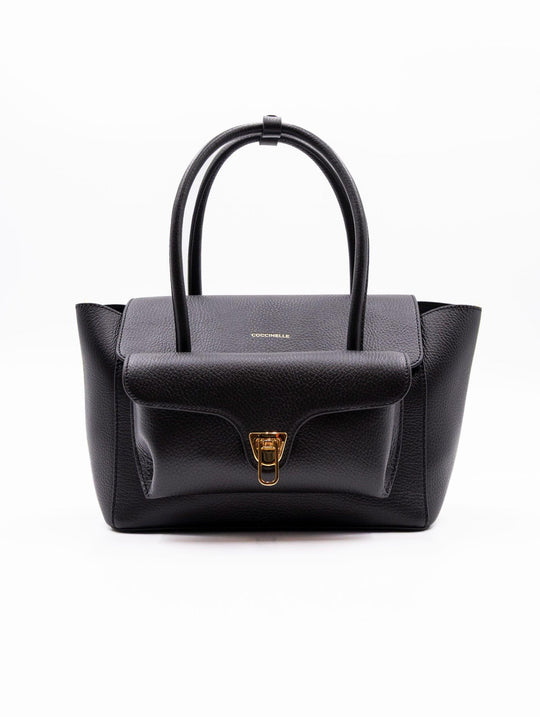 Borsa Double Beat Coccinelle in Pelle Martellata Nero