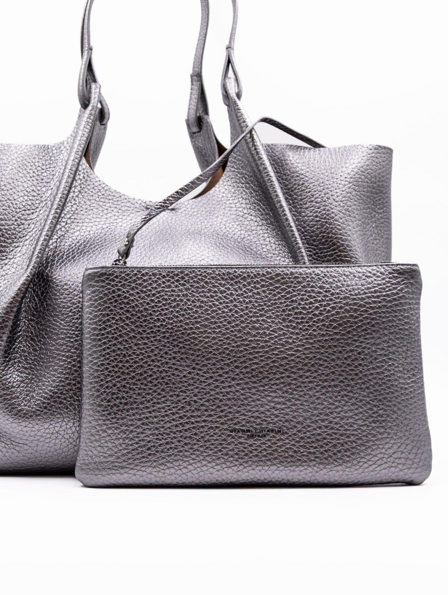 Borsa Dua Gianni Chiarini in Pelle Martellata Argento