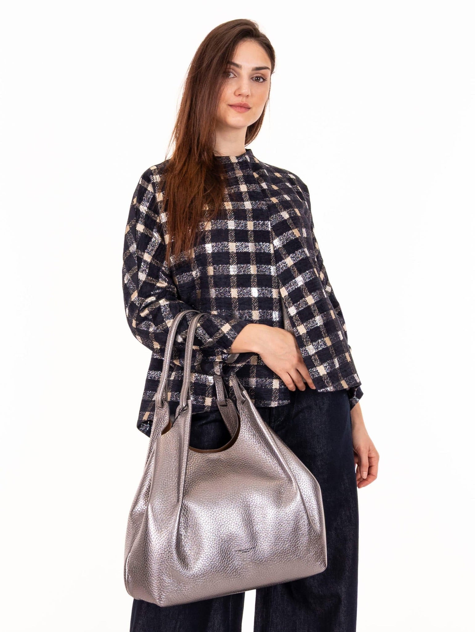 Borsa Dua Gianni Chiarini in Pelle Martellata Argento