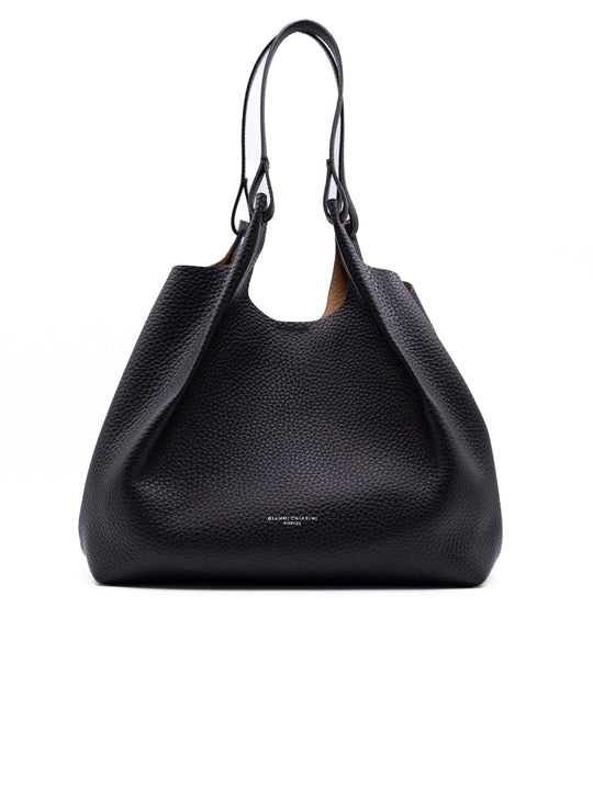 Dua Gianni Chiarini Bag in Black Hammered Leather