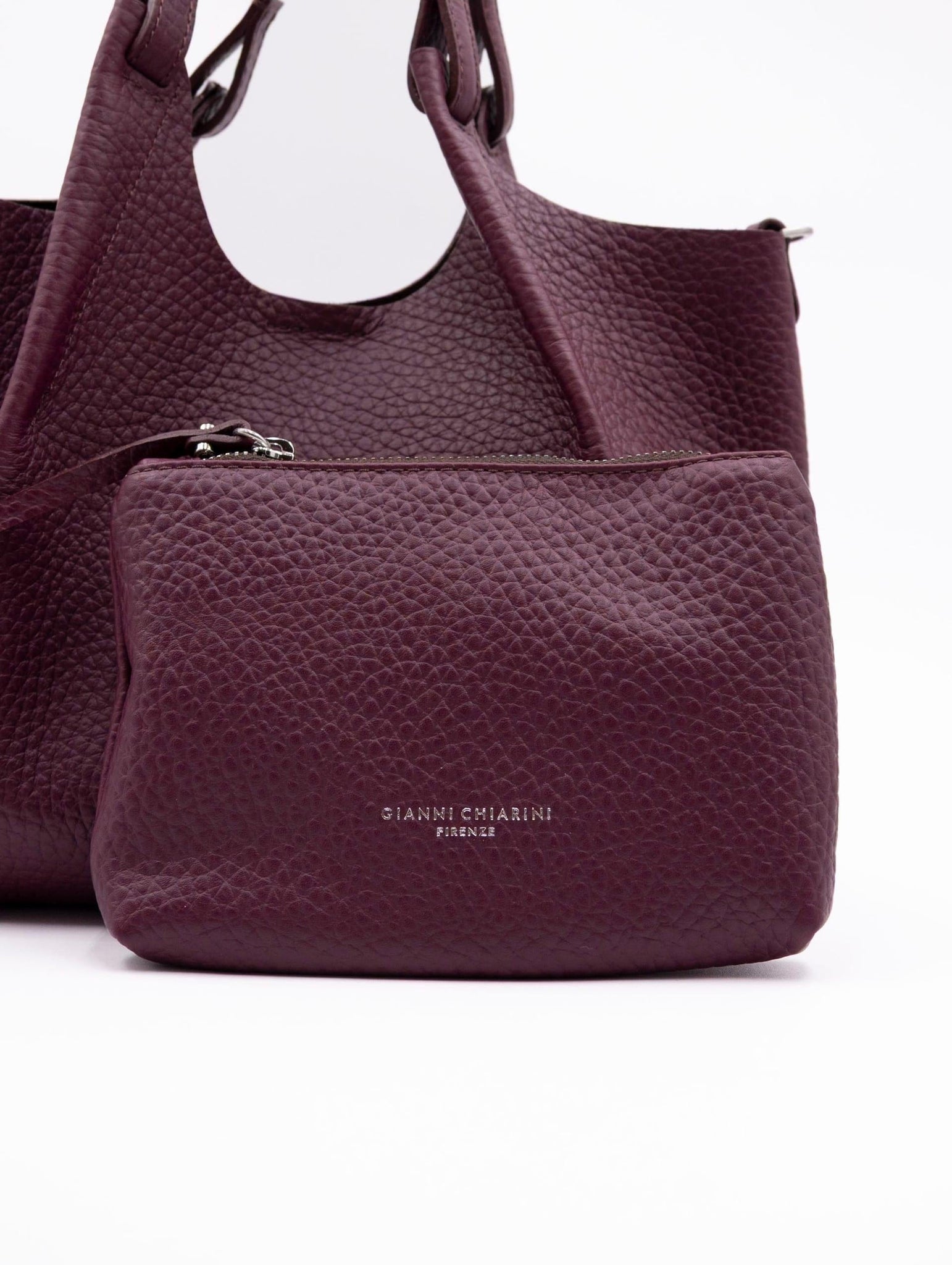 Borsa Dua Gianni Chiarini in Pelle Martellata Vino e Testa di Moro