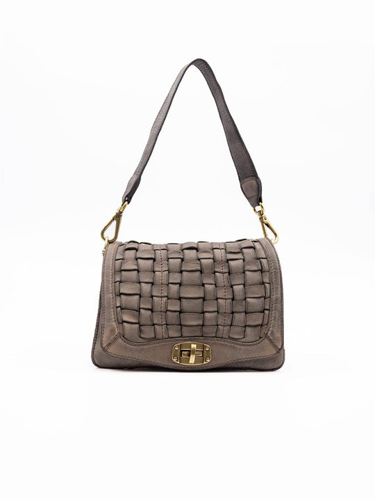 Borsa Edera Campomaggi con Intreccio in Pelle Cemento
