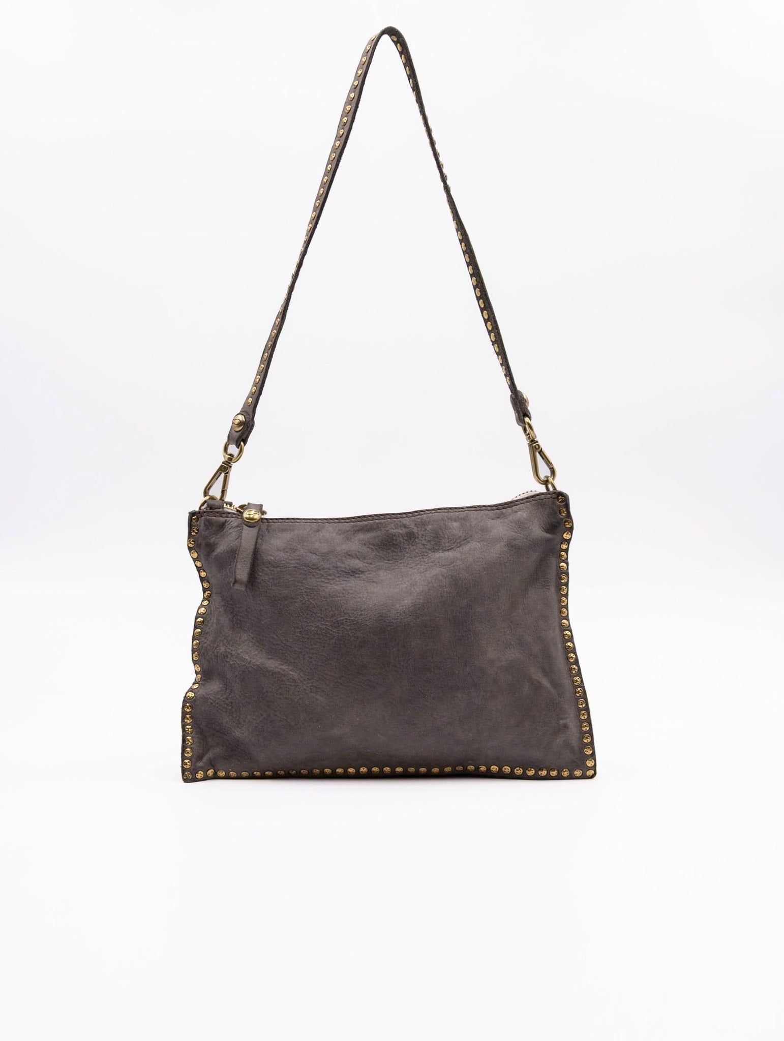 Borsa Eva Campomaggi con Borchie in Pelle Cemento