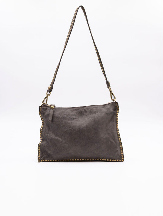 Borsa Eva Campomaggi con Borchie in Pelle Cemento