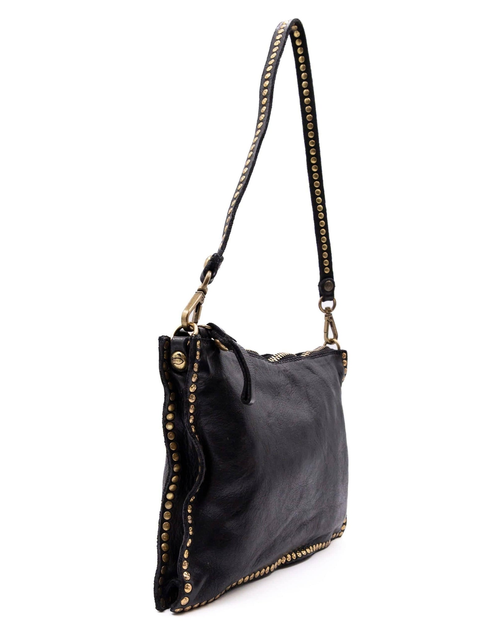 Borsa Eva Campomaggi con Borchie in Pelle Nera