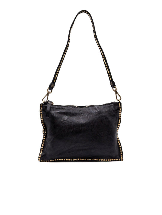 Borsa Eva Campomaggi con Borchie in Pelle Nera