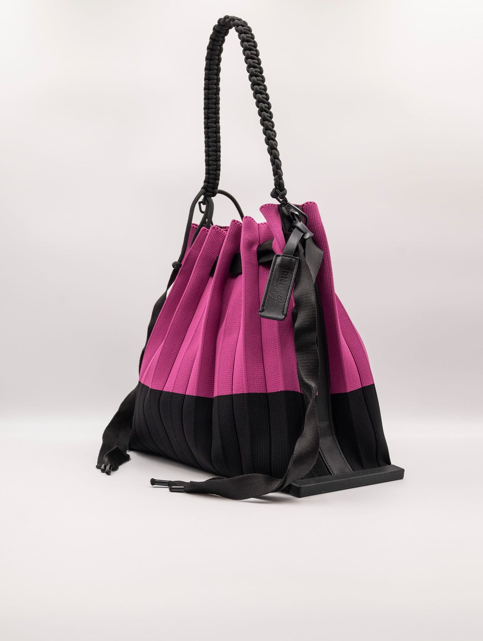 Borsa Fri-Yay Folding Large in Maglia Fucsia e Nero