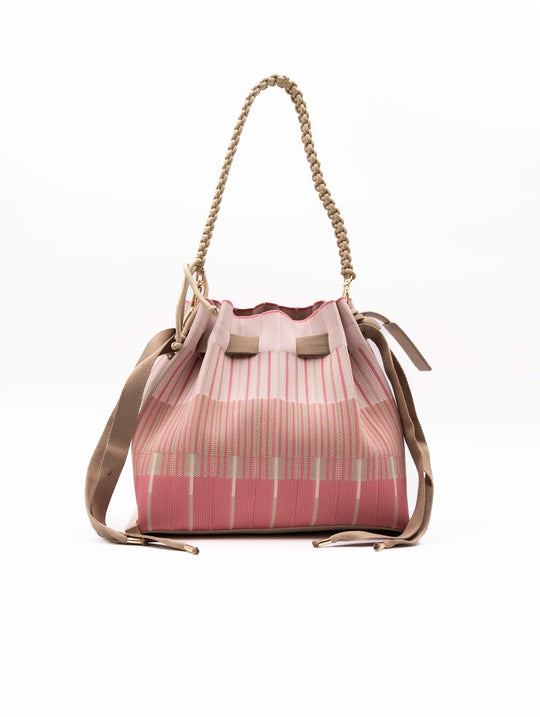 Tasche Fri-Yay Sara aus Plissee-Strick Rosa und Beige