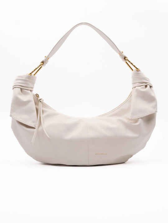 Coccinelle Furoshiki Tasche aus perlmuttfarbenem Leder